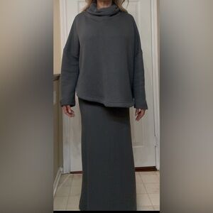 Free People Charcoal Sweater and Skirt Ensemble